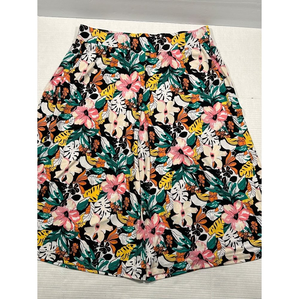 Layne Bryant‎ Floral Wide Leg Culottes Elastic Waist Pockets Size 14/16